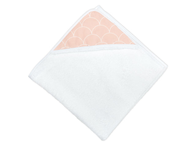 Asciugamano con cappuccio semicerchi bianchi su rosa pastello