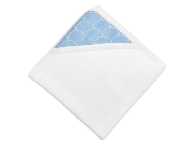 Asciugamano con cappuccio semicerchi bianchi su blu pastello