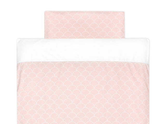 Set biancheria da letto in tinta unita bianco semicerchi bianchi su rosa pastello