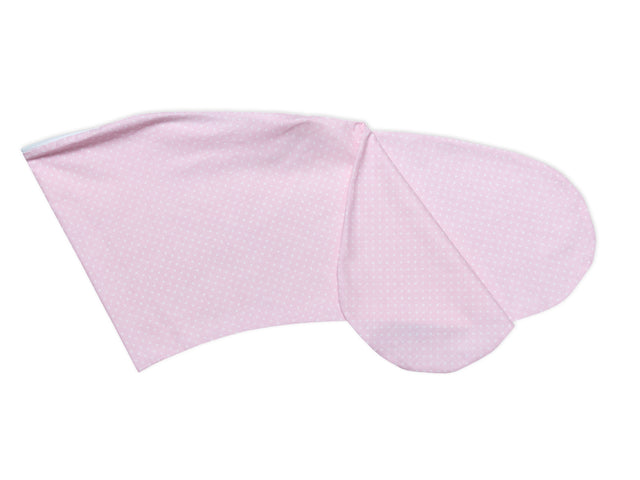 Fodera per cuscino da allattamento con pois bianchi su fondo rosa